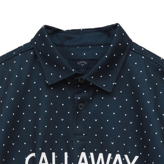 ポリエステルメッシュドット柄半袖シャツ (MENS)