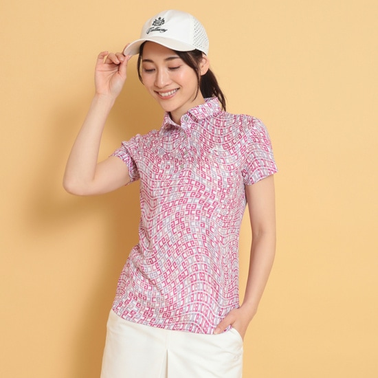 かざあなメッシュロゴプリント半袖シャツ (WOMENS)
