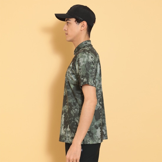 【オンライン限定】かざあなメッシュボタニカルプリントシャツ ※4Lサイズあり (MENS)