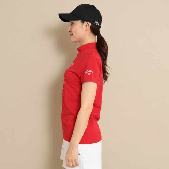 ラブキャロウェイ ストレッチ天竺半袖モックネックシャツ (WOMENS)