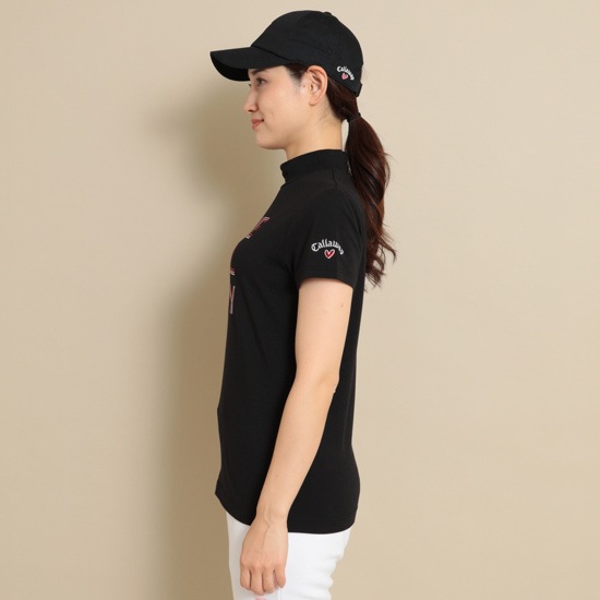ラブキャロウェイ ストレッチ天竺半袖モックネックシャツ (WOMENS)