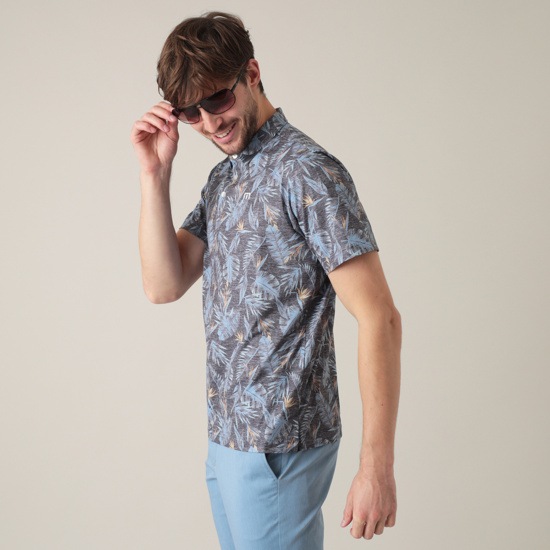 リーフプリント 半袖ポロ(MENS)
