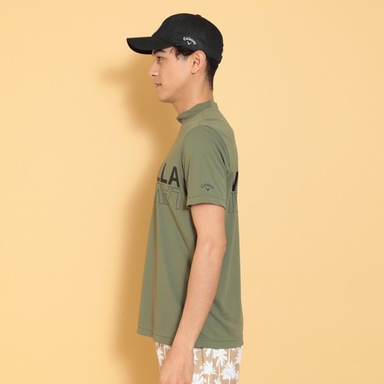 ポリエステルスムース半袖モックネックシャツ (MENS)