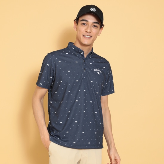 ポリエステルピケ飛び柄半袖BDシャツ ※4Lサイズあり  (MENS)