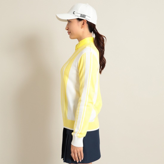 変形ストライプクルーネックニット (WOMENS)