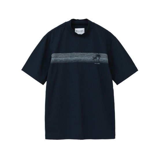 チェストプリント 半袖モックネック(MENS)