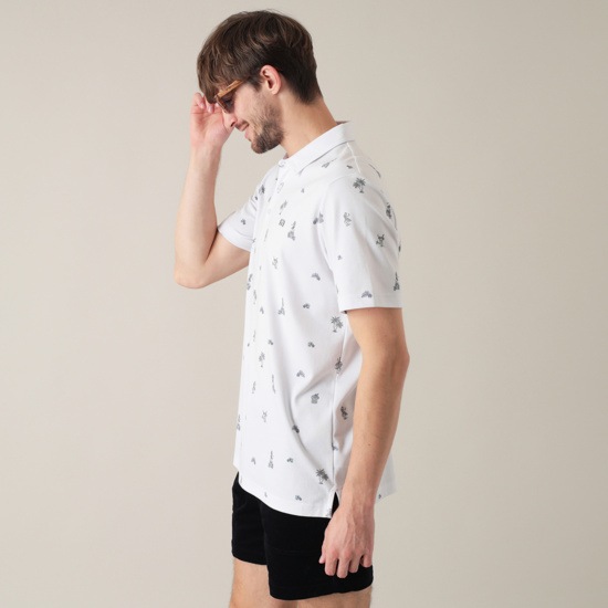 T/C ハワイプリント 半袖ポロ(MENS)
