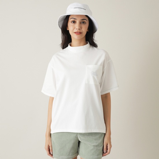 レトロプリント 半袖モックネック(WOMENS)