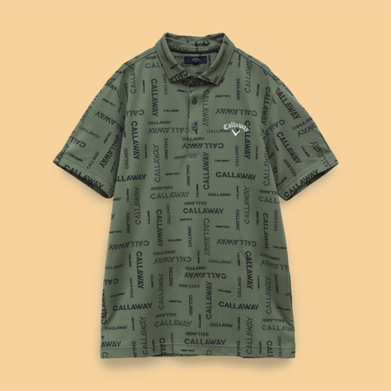 ポリエステルジャガードロゴ半袖シャツ (MENS)