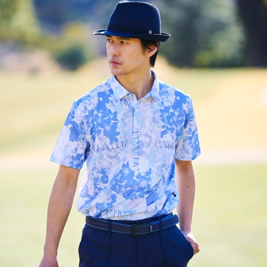 【オンライン限定】かざあなメッシュボタニカルプリントシャツ ※4Lサイズあり (MENS)
