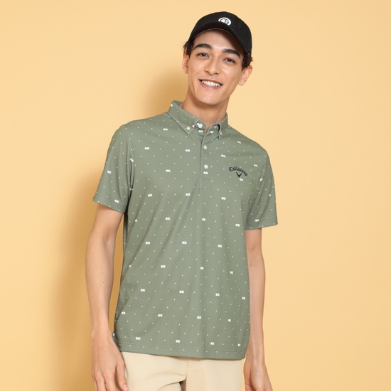 ポリエステルピケ飛び柄半袖BDシャツ ※4Lサイズあり  (MENS)