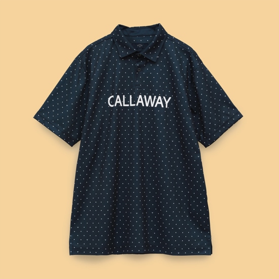 ポリエステルメッシュドット柄半袖シャツ (MENS)